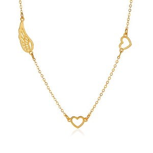 Collar con colgante de ala de corazón chapado en oro para mujer, joyería informal de moda, regalo 2026 - Product Image 3