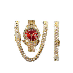 Conjunto de reloj y cadena <span class=keywords><strong>cubana</strong></span> de oro grande de metal estilo hip-hop exagerado para hombre y mujer, ideal para fiestas, reuniones anuales y ocasiones festivas. - Product Image 4