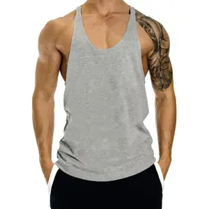 Wholesale Custom Logo Blank Solid Work Out Sports Men Gym Tank Top Men's Sleeveless Running Sports Stringer Singlet Vest