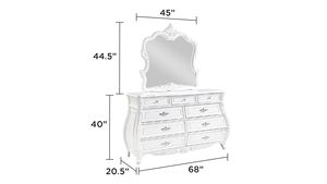 Modern Luxury 4 Pc Queen Bedroom Set with Solid Wood Construction <b>Storage</b> <b>Dressing</b> <b>Table</b> in Pearl White - Product Image 3
