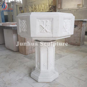 Fuente de bautismo religioso, mármol auténtico tallado a mano para iglesia, venta al por mayor - Product Image 5