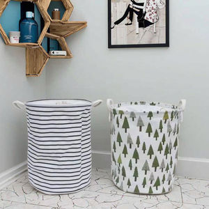 Venta al por mayor de cesto de ropa de lino y algodón de gran capacidad organizador de almacenamiento de lona plegable con asa de pierna para uso doméstico - Product Image 1