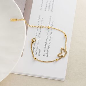 Bracciale in Acciaio Inossidabile Placcato Oro 18k con Zirconi e Farfalla Intarsiata, per Signore alla Moda - Product Image 5