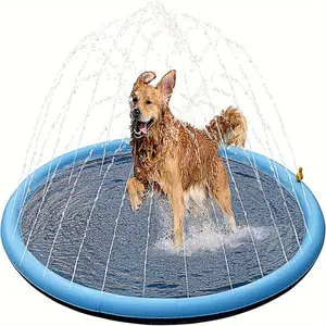 Almohadilla para rociadores de salpicaduras para perros, piscina gruesa con estera gruesa de verano para remar al aire libre, fuente de patio trasero, estera de agua para mascotas