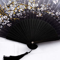 Éventail pliant en bambou fait main de style chinois, motif floral rose rétro, accessoire portable pour la danse et les mariages