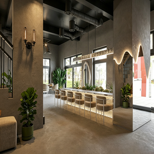 Meubles de café style Tuoji, cadre mural suspendu en métal multi-niveaux, éclairage LED, <span class=keywords><strong>vitrine</strong></span> de réception en verre trempé - Product Image 6