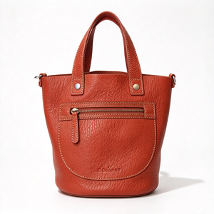 Grain Leather Bucket Handbag For <b>Women</b> <b>Top</b> Handle Tote Bag With Detachable Crossbody Strap - Product Image 3
