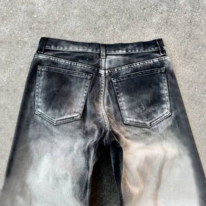 थोक मध्य कमर विंटेज धोया पुरुषों की बैगी सीधी शैली डेनिम जींस कैजुअल शीतकालीन पैंट, गैंडा विवरण के साथ - Product Image 2