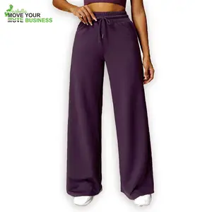 अरेबेला ट्रेंड 2024 कस्टम लोगो महिलाओं के कपड़े स्ट्रीटस्टाइल सांस लेने योग्य पूरी लंबाई वाले फ्लेयर्ड स्वेटपैंट ड्रॉस्ट्रिंग्स के साथ