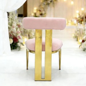 Silla de Comedor de Alta Calidad, Duradera, Moderna y Lujosa, Tapizada en Terciopelo, con Acero Inoxidable Dorado, para Bodas, Exteriores, Sala de Estar, Hotel, Escuela - Product Image 4