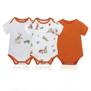 Usine en gros directement nouveau-né bébé vêtements ensemble 3 pack été nouveauté bébé barboteuses 100% coton bon prix bébé barboteuses