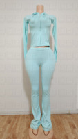Setelan Olahraga Wanita Custom Logo Rhinestone Jaket dan Legging 2 Pcs, Setelan Olahraga Wanita dengan Legging Flare