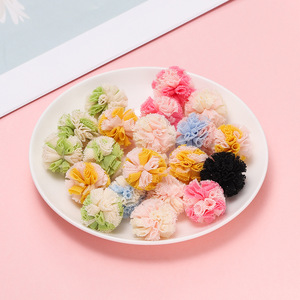 Accesorio para el cabello con pompón de encaje bicolor de 2.5 cm estilo coreano para niños, lazos para el cabello con flores de malla hechos a mano. - Product Image 3