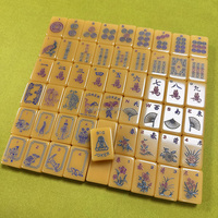 Jeu de Mahjong en Acrylique Vintage Jaune Marbré Translucide à Bords Arrondis pour 4 Joueurs – Idéal pour la Maison, les Clubs, les Tournois, Cadeau de Collection