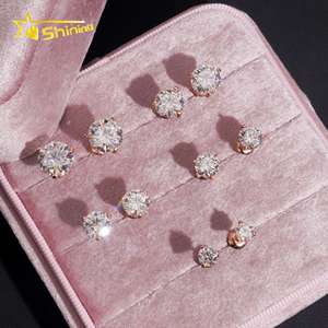 Hip Hop Jewelry 925 Sterling <strong>Silver</strong> Diamond 3 Prongs <strong>Earring</strong> 5mm 6.5mm 7mm 8mm 9mm VVS Moissanite Moissanite <strong>Stud</strong> <strong>Earrings</strong> - Product Image 3