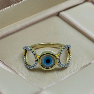 Bague élégante en or bleu avec accent diamant, bague de créateur stylée pour femme, bijoux modernes pour un usage quotidien - Product Image 3