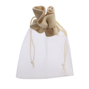 Sacchetti in organza di lino 10x15 cm con coulisse per caramelle e conservazione, sacchetti in tela di lino organza con coulisse per imballaggio e giunzione - Product Image 4