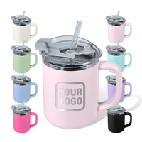 Mug à café personnalisé avec logo, 16 oz, intérieur en acier inoxydable 18/8, extérieur en plastique, avec poignée et couvercle, services de personnalisation