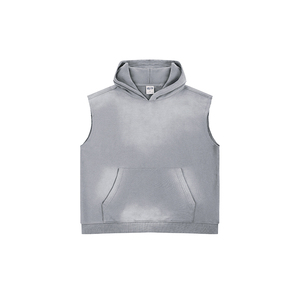 <span class=keywords><strong>Felpa</strong></span> <span class=keywords><strong>Senza</strong></span> <span class=keywords><strong>Maniche</strong></span> con <span class=keywords><strong>Cappuccio</strong></span> di Alta Qualità, Trendy e Must-have, con Bordi Grezzi e Finitura Spray Distrutta - Product Image 5