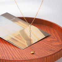 Collier en Y H&C Dainty en acier inoxydable plaqué or PVD 18 carats avec pendentif cœur en zircon, chaîne ajustable pour clavicule, bijoux