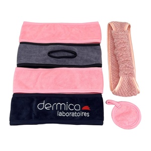 Nhà máy cung cấp sợi nhỏ rửa mặt khăn spa mặt Headband Terry vải chăm sóc da trang điểm ban nhạc Spa Headband Đất Sét với logo - Product Image 6