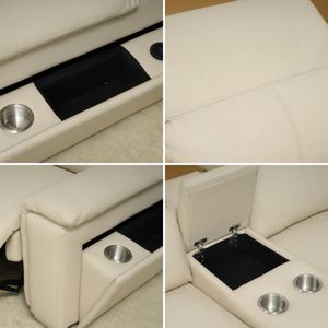 <span class=keywords><strong>Canapé</strong></span> inclinable moderne en cuir beige 2 places avec console et chargeur <span class=keywords><strong>sans</strong></span> <span class=keywords><strong>fil</strong></span>, cadre en métal - Product Image 5