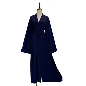 Vendita all'ingrosso robe pregare-Abito in mussola Abaya Solid Robe prega cappotto stile Abaya Designs 2019 Dubay Abaya