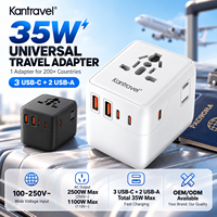 Adaptor Perjalanan Universal dengan Pengisi Daya Cepat GaN 35W Desain Multi Colokan 100-250V untuk Penggunaan di Seluruh Dunia