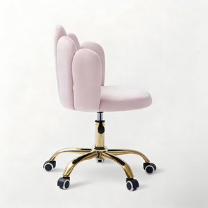 Sillón Giratorio Ergonómico de Cuero con Forma de Concha y Base Dorada - Taburete Ajustable para Peluquerías y Salones de Belleza - Product Image 4