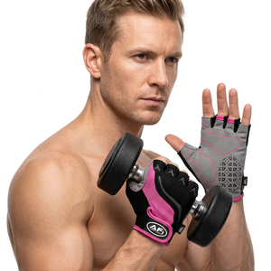 AERO AFI Black Leather Half Finger Fitness <b>Gloves</b> Non Slip Padded Workout Grip <b>Gloves</b> for Weightlifting Gym Training - Product Image 5
