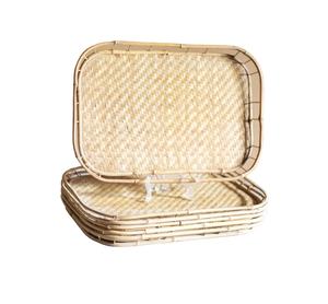 Bandeja decorativa de mimbre de bambú tejida a mano para el hogar y restaurante, de diseño popular, hecha a mano, venta al por mayor, hecha en Vietnam - Product Image 1