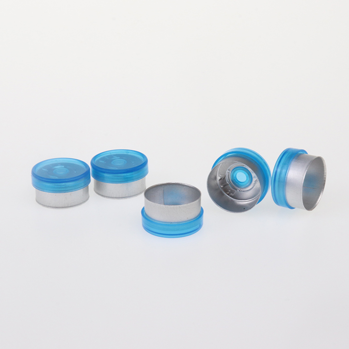 Bouteille transparente + Bouchon bleu + Bouchon gris