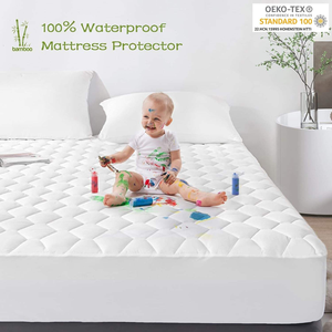 Protège-matelas matelassé imperméable, housse de matelas respirante 100 % coton/fibre de bambou avec poches profondes - Product Image 2