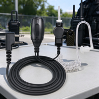 Oreillette tube acoustique pour talkie-walkie avec grand micro PTT et connecteur à deux broches pour radios Baofeng Kenwood
