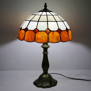 LongHuiJing High End Quality 12-Inch Creative Simple Mediterranean for Style Check Pattern Stained Glass Flexible Table Lamp - Product Image 3