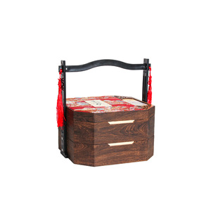 Solid wood <b>gift</b> basket, multi-layered holiday <b>gift</b> box, traditional pastry packaging box, <b>retro</b>-style portable <b>gift</b> box. - Product Image 5