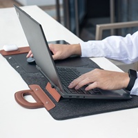 Sacoche multifonctionnelle universelle en similicuir pour tablette et souris, avec chargement sans fil, pour ordinateur portable 13-16 pouces