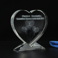 Trofeo y Placa de Premio en Blanco con Corazón de Cristal de 100 mm, Impresión UV, Tallado, Tendencia de Moda para Grabado, Regalos Conmemorativos