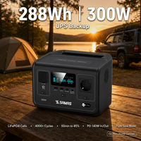 Station d'alimentation portable 288Wh 300W LiFePO4, générateur solaire MPPT à onde sinusoïdale pure, charge AC/solaire/voiture, camping, camping-car, maison