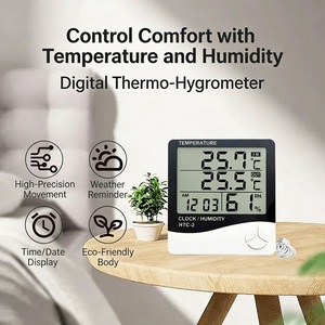 HTC-2 डिजिटल दोहरी टेम्प थर्मो-हाइग्रोमीटर-वाटरप्रूफ घरेलू तापमान और आर्द्रता मीटर सस्ता - Product Image 2