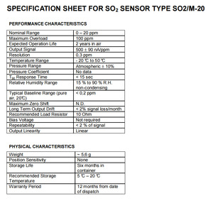 Sensor de Dióxido de Azufre Membrapor SO2/M-20 de Alta Sensibilidad con Alarma para Seguridad y Control Ambiental - Product Image 2