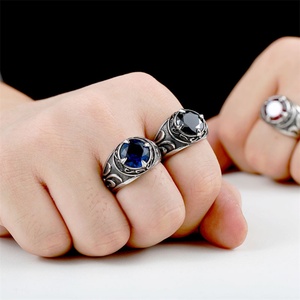 Wholesale Stainless Steel Carved <b>Ring</b> Dainty Gemstone Hoop <b>Rings</b> Men - Product Image 2