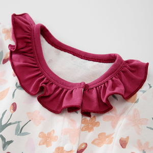 <span class=keywords><strong>Pigiama</strong></span> per Neonata in Cotone Pettinato con Logo Personalizzato OEM, Tutina con Piedini, Stampa Floreale ad Acquerello e Coniglietto - Product Image 3