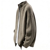 Veste en tricot zippée surdimensionnée de luxe pour homme, pull tendance en polyester et coton anti-boulochage à manches longues pour homme, hiver