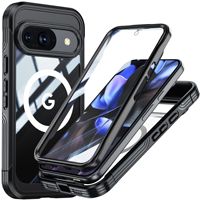 Étui de téléphone magnétique intégral 360° avec protection d'écran intégrée, antichoc, transparent, pour Google Pixel 9 Pro XL 8 Pro 11 10 10 Pro