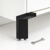 Pied de meuble réglable noir en forme de L, support robuste avec patin de nivellement pour meuble-lavabo et armoire de salle de bain
