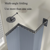 SANIPRO Tringle de Douche Rotative à 360 Degrés, Pliable et Rétractable, Séchoir à Linge, Ensemble de Rideaux de Séparation pour Salle de Bain