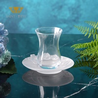 SAINT-VIEW 2024 Ensemble de tasses à thé et à café islamiques arabes de luxe en verre cristal à motif d'orchidée classique