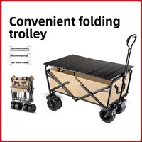 Chariot de camping pliable en gros pour usine, avec roues tout-terrain, pliable, pour extérieur, plage, pique-nique, jardin, chariot utilitaire manuel