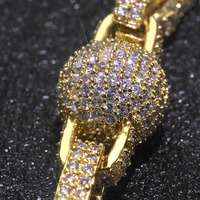 Bracelet Fulsun en laiton plaqué or, serti de pierres, trèfle à quatre feuilles, pierre précieuse bleue, style hip-hop, accessoire de rue tendance